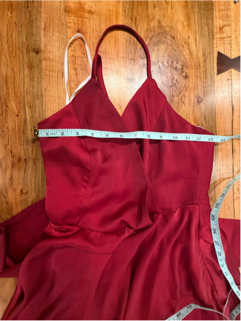 Lulus Women Burgundy Red Satin Halter Wrap Skater Cocktail Dress Size Small EUC - Picture 9 of 11